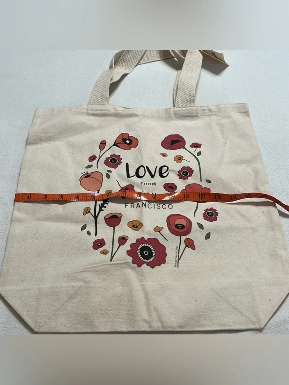 NWT Potluck Press Love From San Francisco Floral Bookcore Canvas Tote Bag